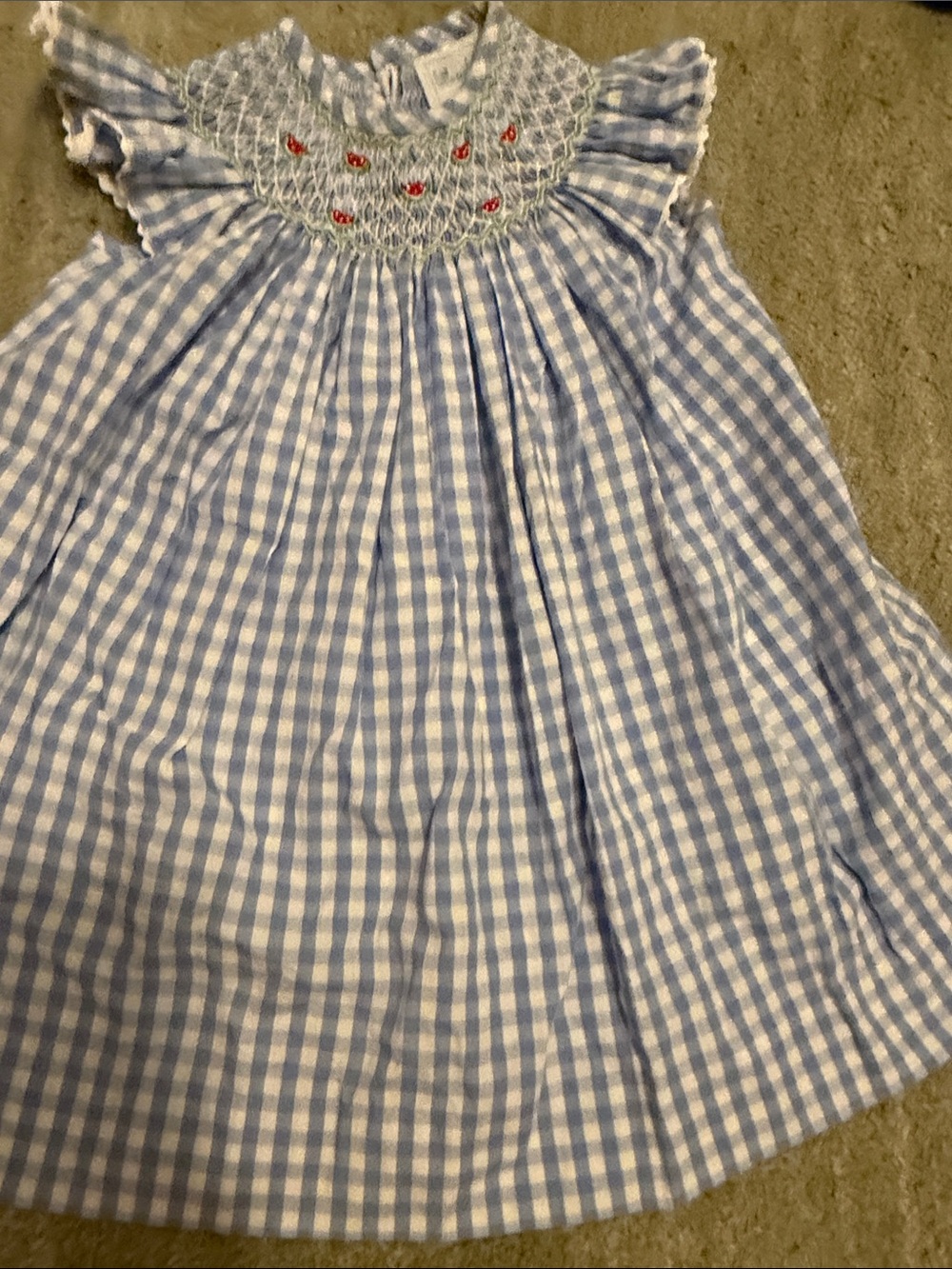 Little English Blue and White Gingham Smocked Dress